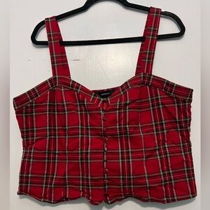 Forever 21 Red Plaid Crop Top